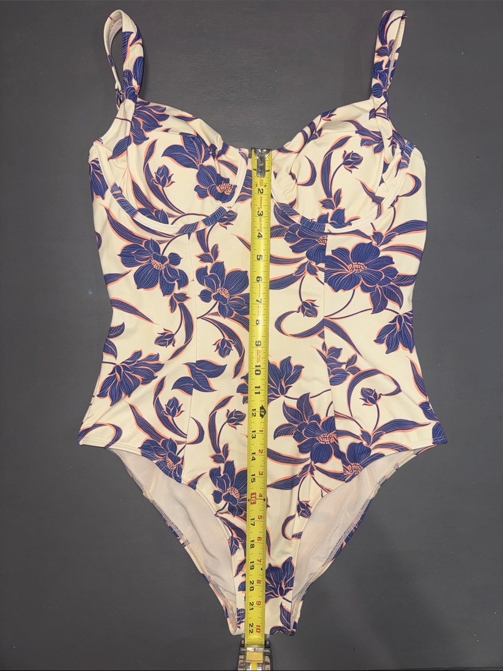 Cupshe Cream With Blue And Pink Floral Force Of Nature Slim And Sculpt One-Piece View 6
